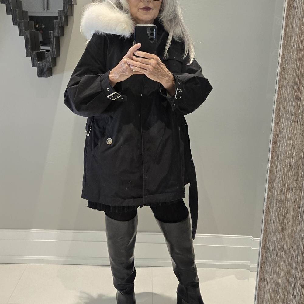 Fox Fur Hooded Coat Med